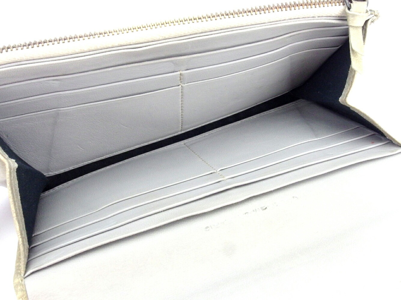 長財布 ファスナー付き 財布 クラシックマネー ザマネー ゴールド グレー 灰色 中古