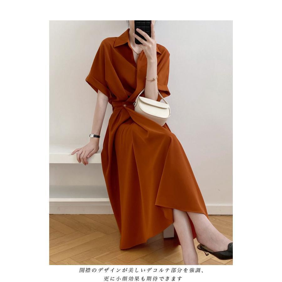 春 夏 ワンピース 夏 ロング レディース シャツワンピース 開襟 半袖 ロングワンピ ウエストゴム 半袖ワンピース レトロ オフィス シャツワンピ 無地 春 夏 ワンピース 夏 ロング レディース シャツワンピース 開襟 半袖 ロングワンピ ウエストゴム 半袖ワンピース レトロ オフィス シャツワンピ 無地