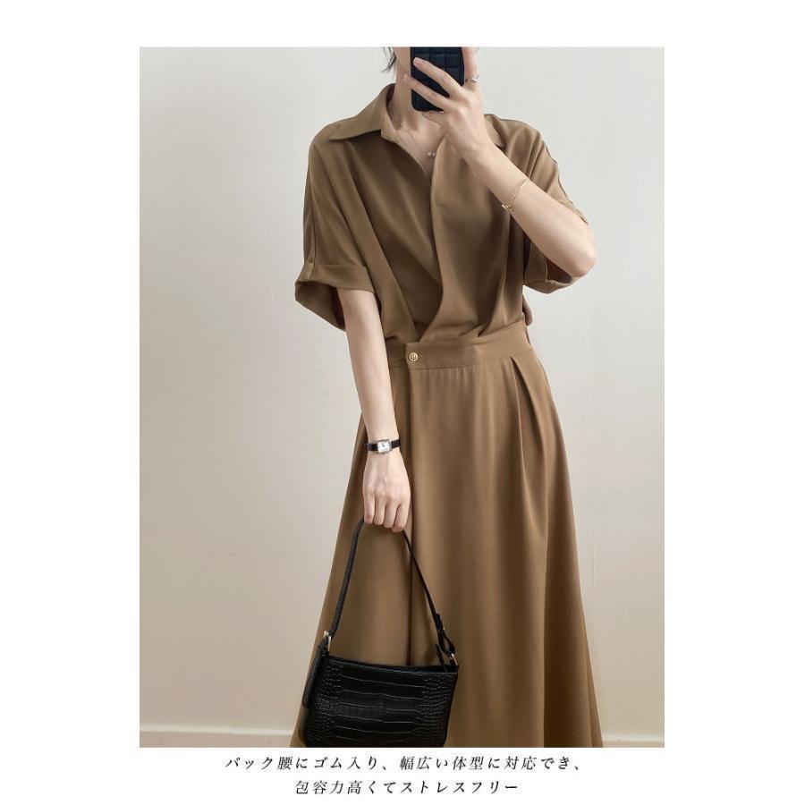 春 夏 ワンピース 夏 ロング レディース シャツワンピース 開襟 半袖 ロングワンピ ウエストゴム 半袖ワンピース レトロ オフィス シャツワンピ 無地 春 夏 ワンピース 夏 ロング レディース シャツワンピース 開襟 半袖 ロングワンピ ウエストゴム 半袖ワンピース レトロ オフィス シャツワンピ 無地