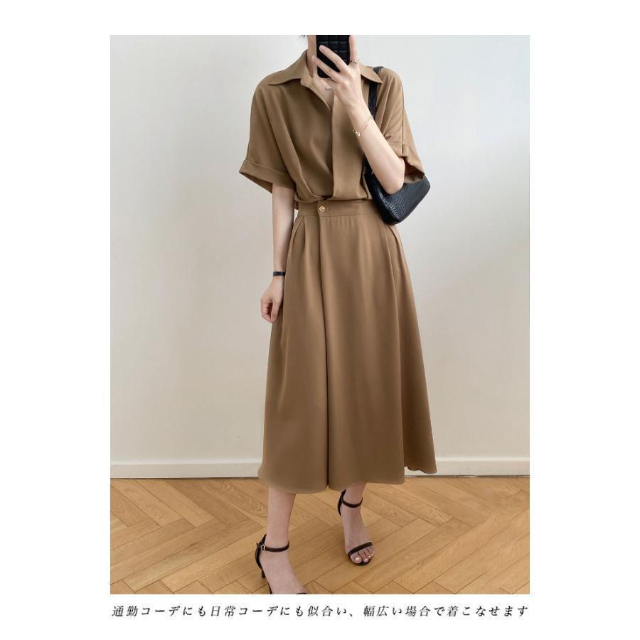 春 夏 ワンピース 夏 ロング レディース シャツワンピース 開襟 半袖 ロングワンピ ウエストゴム 半袖ワンピース レトロ オフィス シャツワンピ 無地 春 夏 ワンピース 夏 ロング レディース シャツワンピース 開襟 半袖 ロングワンピ ウエストゴム 半袖ワンピース レトロ オフィス シャツワンピ 無地