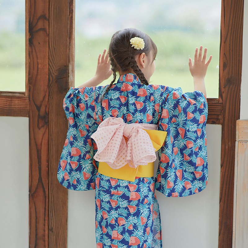 新入荷 浴衣 浴衣セット 夏 綿 かわいい 紺碧スイカ 子供の着物 日本式 女の子のワンピース 子供服 花火大会 桜の季節