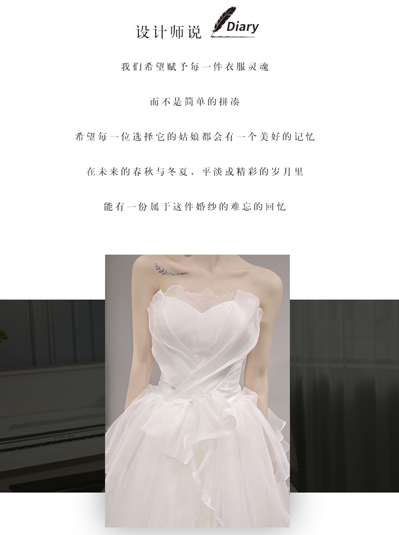 【2枚購入で 3oo円OFF！】ブライトウェディングドレス2025ブライダル旅行写真撮影小トレーリングメイン糸ドア糸ウェルカムドレス女性用