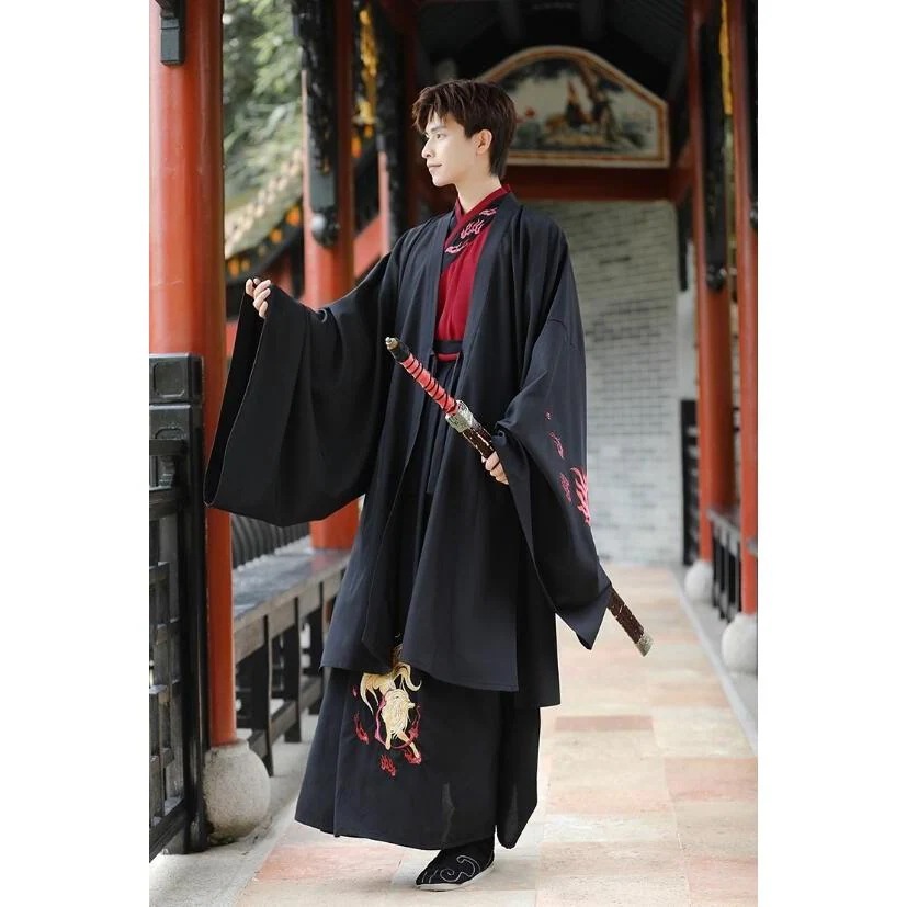 ハロウィン コスプレ衣装 中華服 チャイナ服 上下セットアップ エスニック 華流 舞台 ステージ衣装 メンズ 大人 中華コスプレ衣装 古代服 袴風セット服 狸とても安い