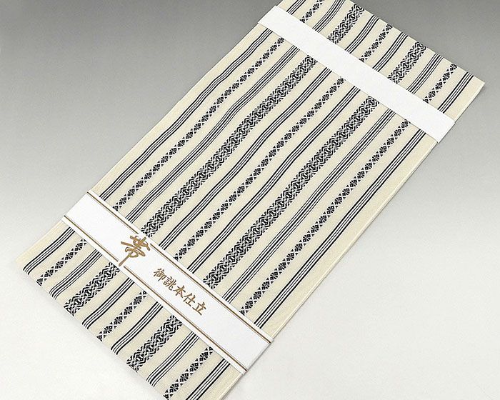夏物 名古屋帯 新品仕立済 正絹 本場筑前 井上絹織 博多献上 紗八