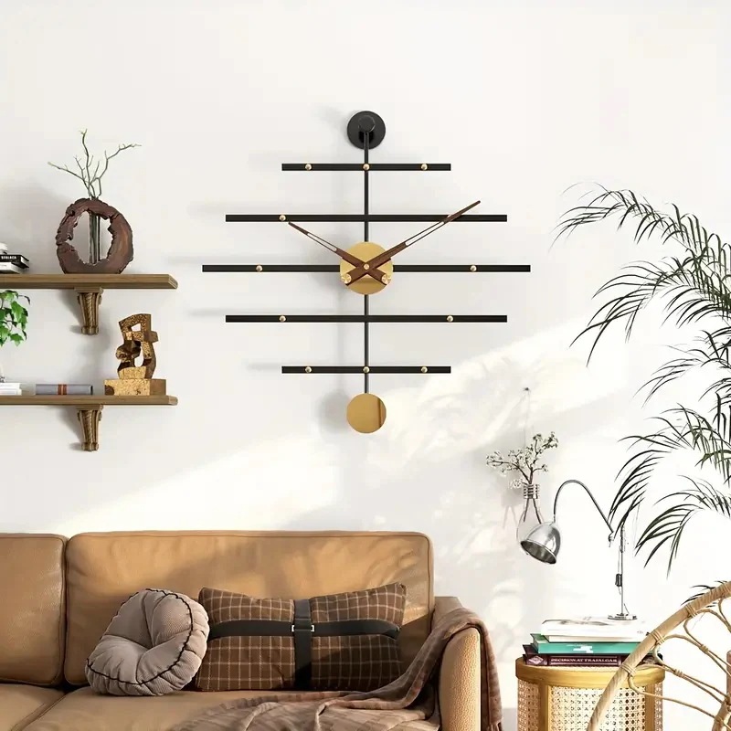 壁掛け時計 モダン ヨーロピアンデザイン メタルフレーム サイレント 静音 リビング インテリア モダン シンプル お洒落 スタイリッシュ 4-7