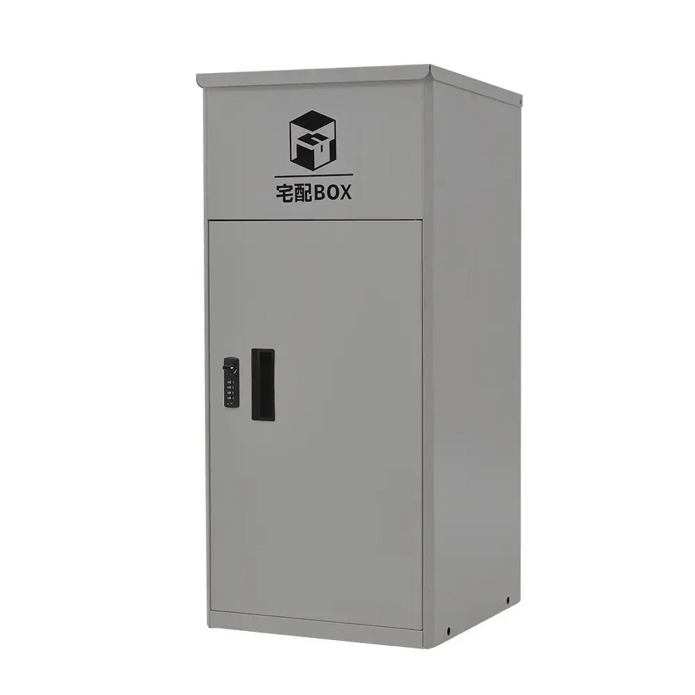 【日本国内出荷-3日で配達】日系新金 81.5*37.5*32.5cm 木目調ポスト置き型宅配ボックス付きスタンドポストおしゃれ一戸建て用 大型 郵便受けスタンドポスト置き配シンプル玄関 DJYC22