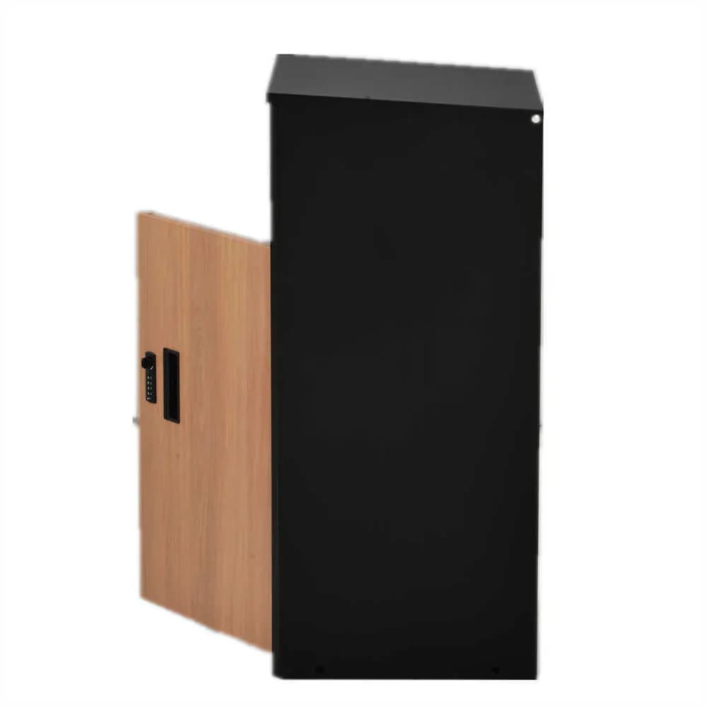 【日本国内出荷-3日で配達】日系新金 81.5*37.5*32.5cm 木目調ポスト置き型宅配ボックス付きスタンドポストおしゃれ一戸建て用 大型 郵便受けスタンドポスト置き配シンプル玄関 DJYC22