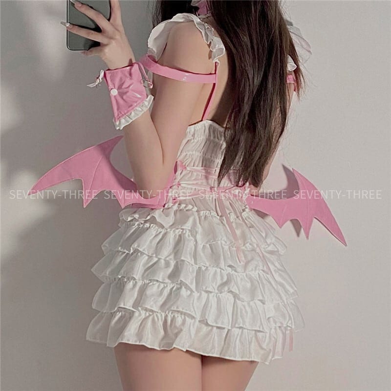 ハロウィン 今年 短纳期 日系 レース 透かし彫り 小悪魔 切り替え 羽 リボン ワンピース ハロウィン 今年 短纳期 日系 レース 透かし彫り 小悪魔 切り替え 羽 リボン ワンピース