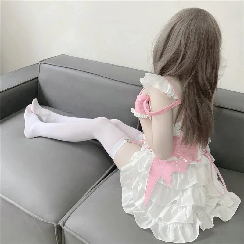 ハロウィン 今年 短纳期 日系 レース 透かし彫り 小悪魔 切り替え 羽 リボン ワンピース ハロウィン 今年 短纳期 日系 レース 透かし彫り 小悪魔 切り替え 羽 リボン ワンピース