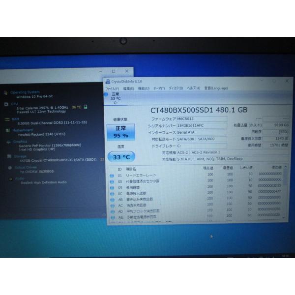 ProBook 450 G2 L3J13PA#ABJ【SSD搭載】　Celeron 2957U 1.4GHz　【Win10 Pro】 Libre Office バッテリー充電可 長期保証 [87757