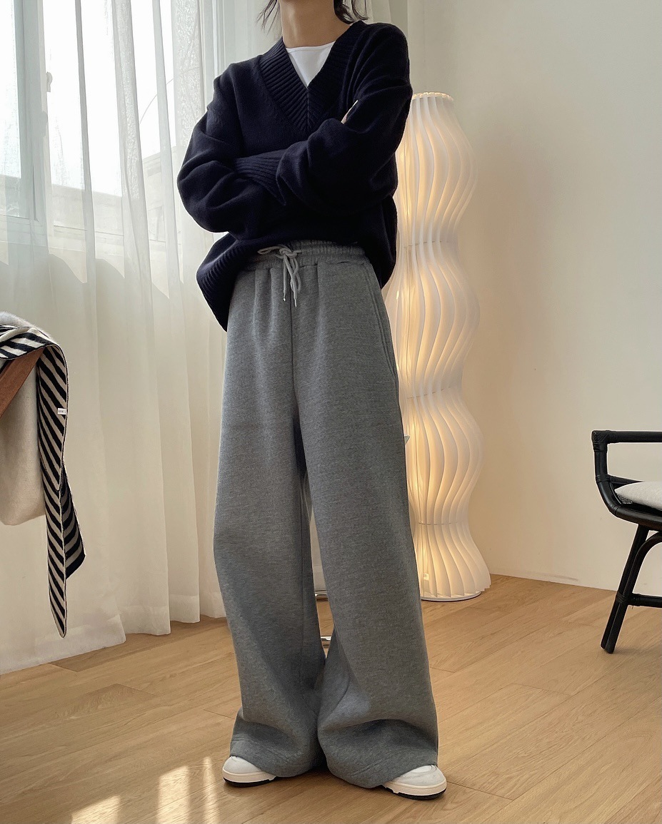 スウェット パンツ 裏起毛 ストリート カジュアル シンプル ワイド オーバーサイズ 韓国 TKOR0056