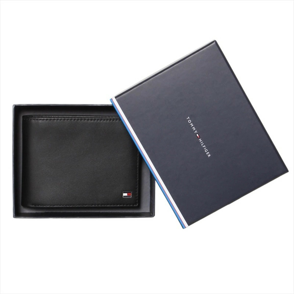 TOMMY HILFIGER AM0A00651-002-BK トミー ヒルフィガー 二折財布小銭入付 カーフスキンレザー ブラック