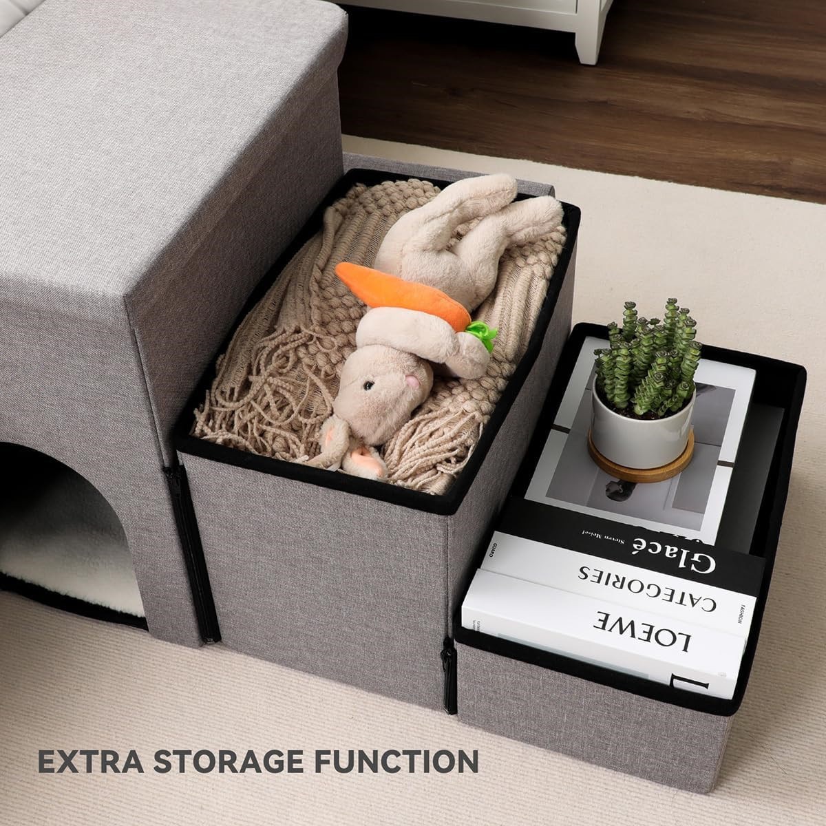 収納スペースと取り外し可能な収納ボックス付き折りたたみ式犬用階段ベッドソファ昇降はしごペット用階段ステップ 収納スペースと取り外し可能な収納ボックス付き折りたたみ式犬用階段ベッドソファ昇降はしごペット用階段ステップ