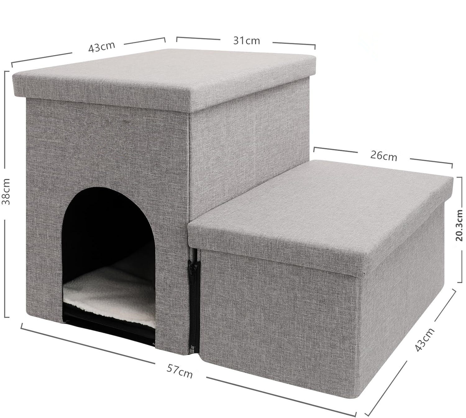 収納スペースと取り外し可能な収納ボックス付き折りたたみ式犬用階段ベッドソファ昇降はしごペット用階段ステップ 収納スペースと取り外し可能な収納ボックス付き折りたたみ式犬用階段ベッドソファ昇降はしごペット用階段ステップ