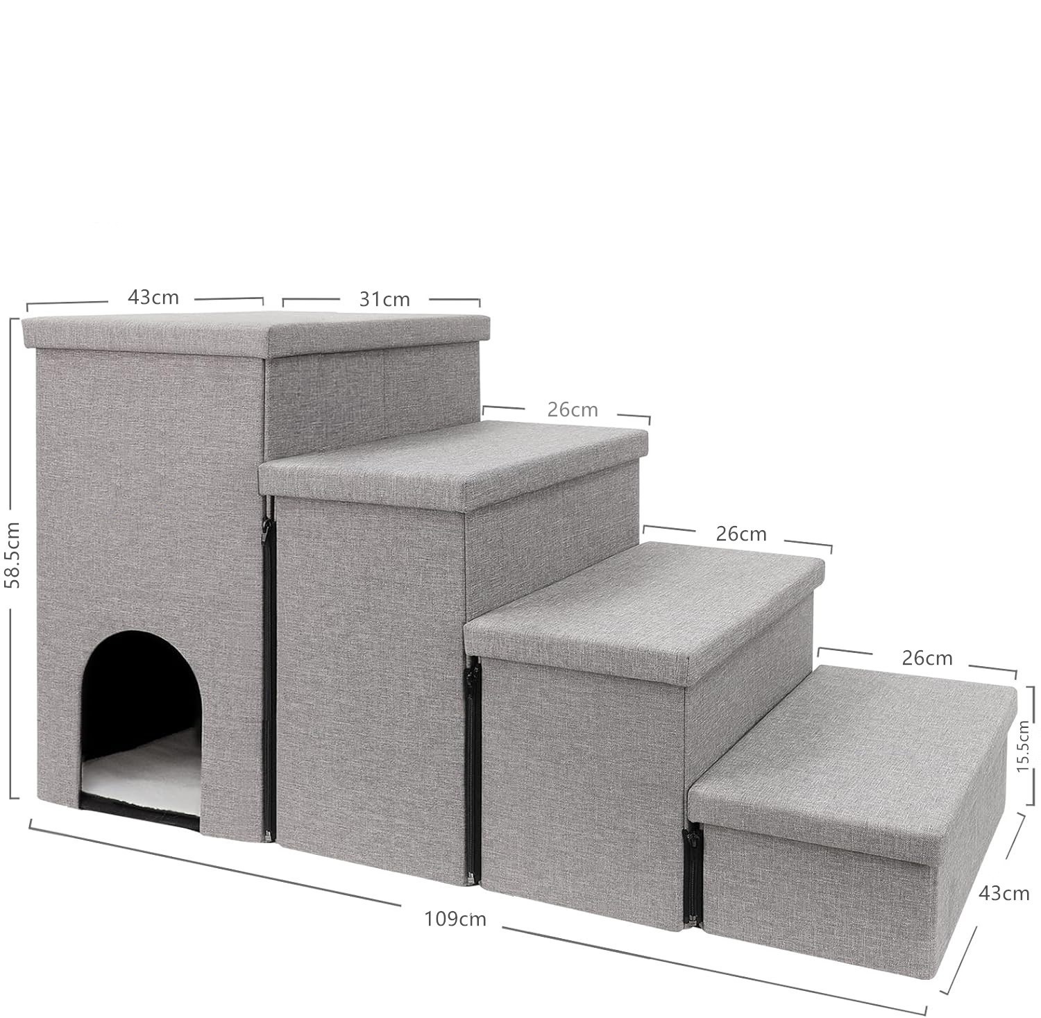 収納スペースと取り外し可能な収納ボックス付き折りたたみ式犬用階段ベッドソファ昇降はしごペット用階段ステップ 収納スペースと取り外し可能な収納ボックス付き折りたたみ式犬用階段ベッドソファ昇降はしごペット用階段ステップ