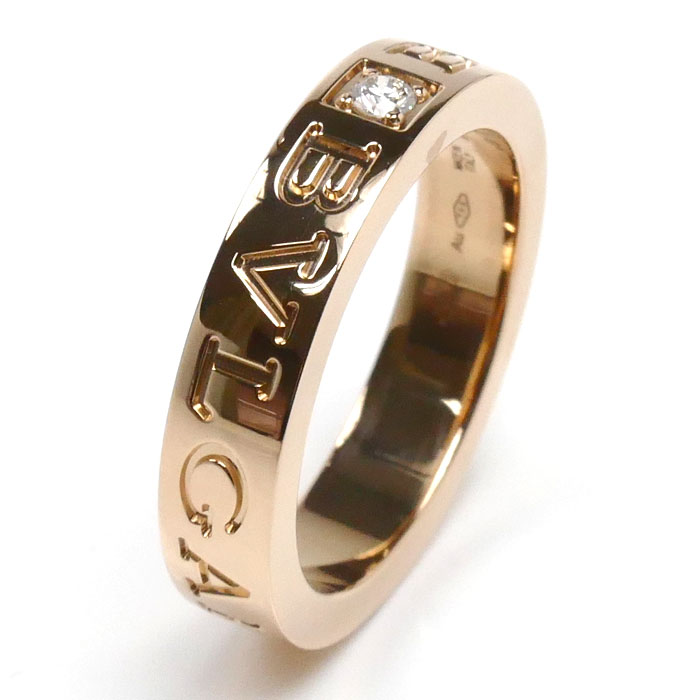 BVLGARI ブルガリ K18PG ピンクゴールド ダブルロゴ リング・指輪 341820 ダイヤモンド 9号 6.3g レディース 中古 美品 BVLGARI ブルガリ K18PG ピンクゴールド ダブルロゴ リング・指輪 341820 ダイヤモンド 9号 6.3g レディース 中古 美品