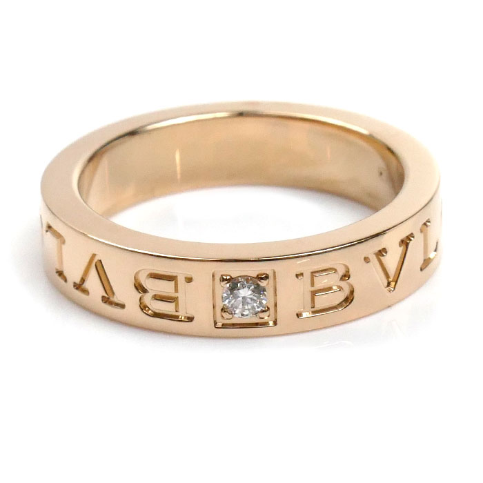 BVLGARI ブルガリ K18PG ピンクゴールド ダブルロゴ リング・指輪 341820 ダイヤモンド 9号 6.3g レディース 中古 美品 BVLGARI ブルガリ K18PG ピンクゴールド ダブルロゴ リング・指輪 341820 ダイヤモンド 9号 6.3g レディース 中古 美品