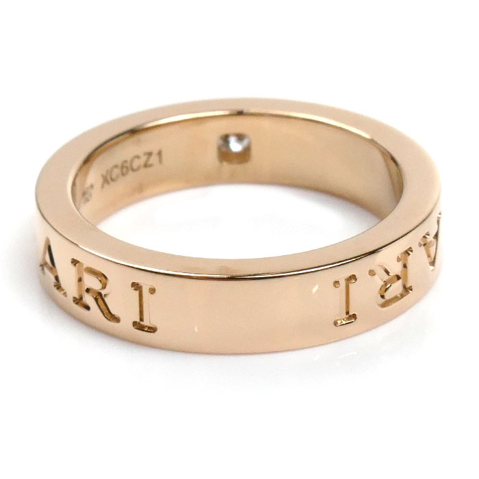 BVLGARI ブルガリ K18PG ピンクゴールド ダブルロゴ リング・指輪 341820 ダイヤモンド 9号 6.3g レディース 中古 美品 BVLGARI ブルガリ K18PG ピンクゴールド ダブルロゴ リング・指輪 341820 ダイヤモンド 9号 6.3g レディース 中古 美品
