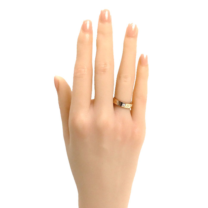 BVLGARI ブルガリ K18PG ピンクゴールド ダブルロゴ リング・指輪 341820 ダイヤモンド 9号 6.3g レディース 中古 美品 BVLGARI ブルガリ K18PG ピンクゴールド ダブルロゴ リング・指輪 341820 ダイヤモンド 9号 6.3g レディース 中古 美品