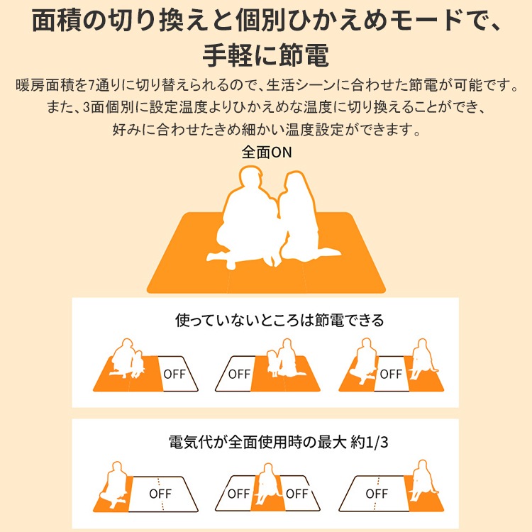 着せ替えカーペット セットタイプ 畳数3畳相当 折り可 省エネ 室温センサー ダニ対策 タイマー 切り忘れ防止 DC-3HAB5-T
