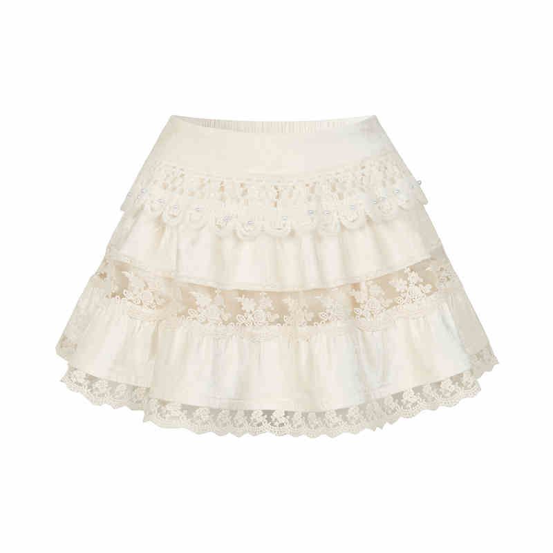 二点セット クリームレーススプレッドワンショルダーデザイントップハイウエストケーキショートスカート2ピースセット 二点セット クリームレーススプレッドワンショルダーデザイントップハイウエストケーキショートスカート2ピースセット