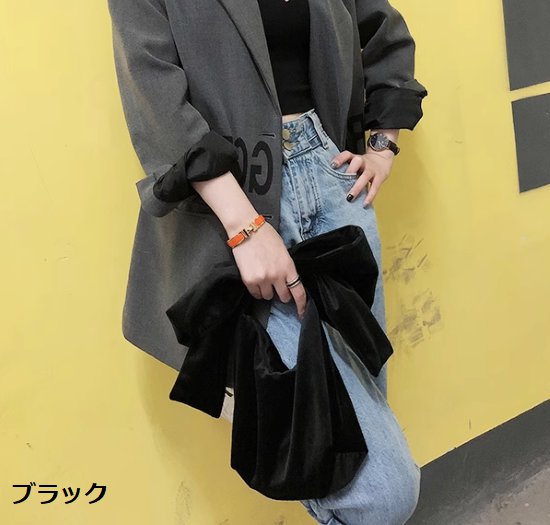 ハンドバッグ レディース バッグ 鞄 かばん リボモチーフ キュート 可愛い ベルベット 上品 カジュアル お出かけ おしゃれ シンプル 無地 ジッパー ソフト 柔らかい ファッション レトロ 女性
