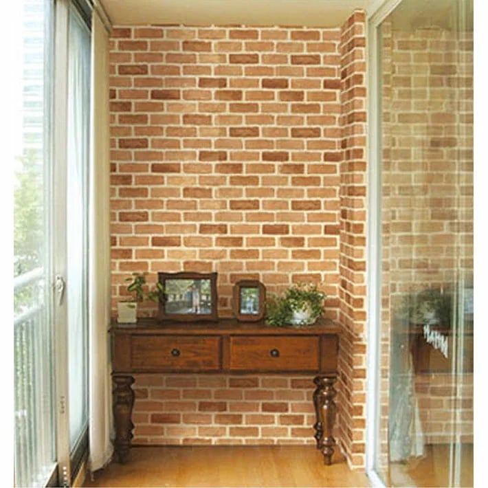 【急速出荷!】壁紙 レンガ はがせる 【 レンガ柄の貼ってはがせる壁紙シール 】【 お得な壁紙15mセット 】 レンガ 壁紙 クロス のり付き 壁用 リメイクシート ウォールステッカー アクセントクロ