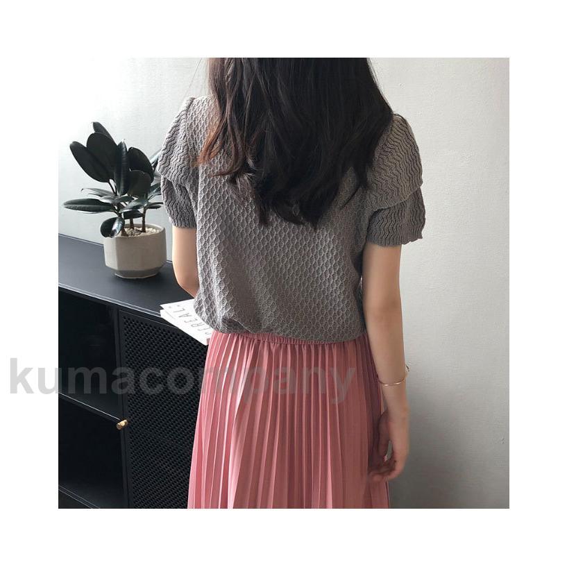 Tシャツ 半袖 薄手ニット レディース サマーニット 半袖Tシャツ クルーネック 夏Tシャツ おしゃれ ニットTシャツ 通気性 tシャツ