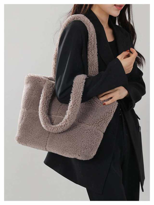 バッグ トート ショルダーバッグ レディース ボアバッグ 鞄 カバン 肩掛け 大きい おしゃれ シンプル 通勤 通学 可愛い 大容量 無地 プレゼント