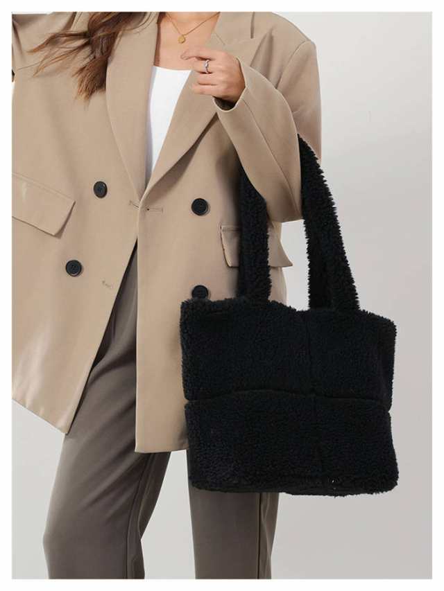 バッグ トート ショルダーバッグ レディース ボアバッグ 鞄 カバン 肩掛け 大きい おしゃれ シンプル 通勤 通学 可愛い 大容量 無地 プレゼント