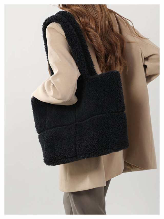 バッグ トート ショルダーバッグ レディース ボアバッグ 鞄 カバン 肩掛け 大きい おしゃれ シンプル 通勤 通学 可愛い 大容量 無地 プレゼント