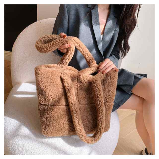 バッグ トート ショルダーバッグ レディース ボアバッグ 鞄 カバン 肩掛け 大きい おしゃれ シンプル 通勤 通学 可愛い 大容量 無地 プレゼント