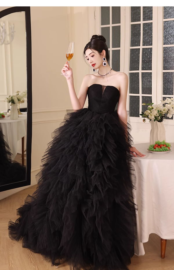 カラードレス ファスナー パーティードレス フォーマルドレス ミディアムドレス ミニドレス フリルスリーブ 結婚式 二次会 披露宴 発表会 演奏会 謝恩会 食事会