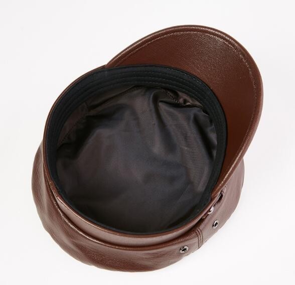 売り切れ注意本革 マリンキャップ メンズ リアルレザー レディース セーラー帽子 羊皮ハット 通勤 秋冬 ブラウン サイズ・L-2XL