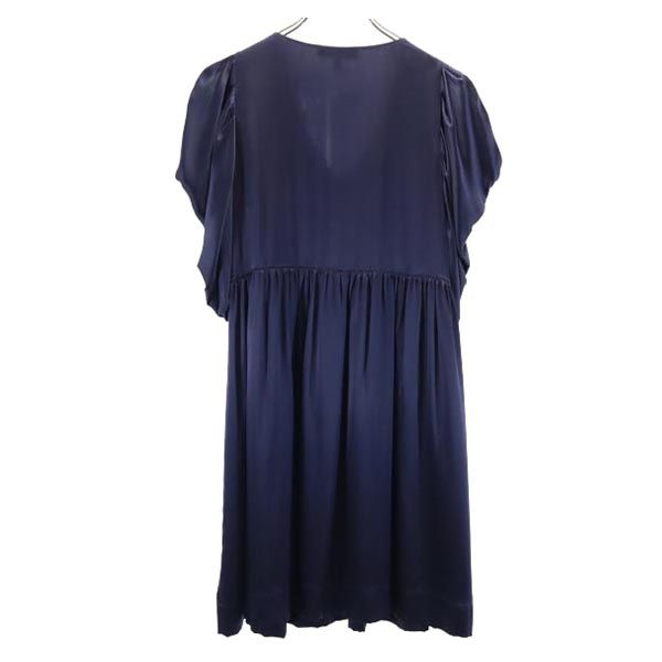 シルクブレンド ワンピース USA2 ネイビー×ブルー×ホワイト レディース
