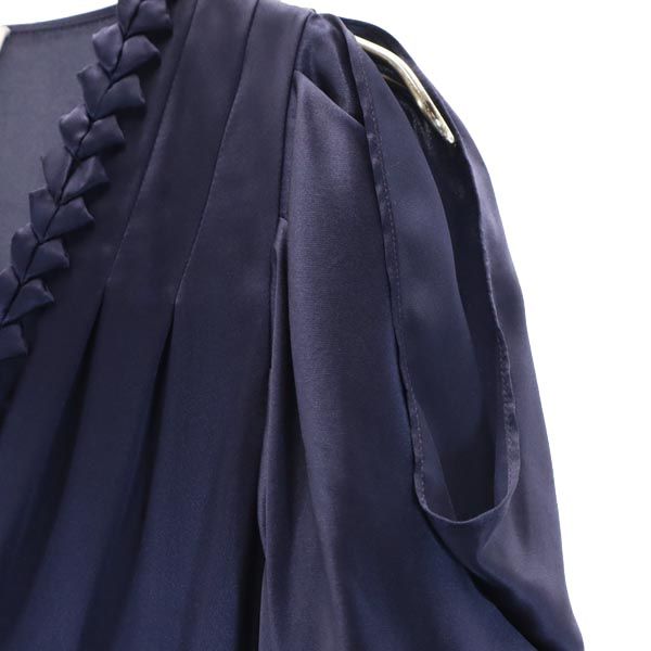 シルクブレンド ワンピース USA2 ネイビー×ブルー×ホワイト レディース