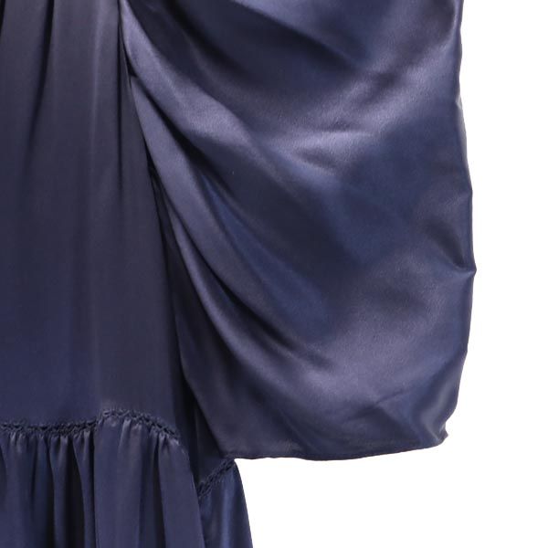 シルクブレンド ワンピース USA2 ネイビー×ブルー×ホワイト レディース