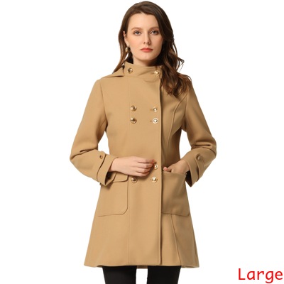 uxcell ロングコート パーカー アウター ウィンタージャケット スタンドカラー ダブルブレスト レディース カーキ L uxcell ロングコート パーカー アウター ウィンタージャケット スタンドカラー ダブルブレスト レディース カーキ L