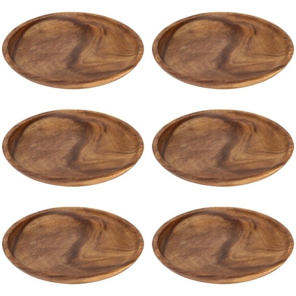 木皿 ラウンドトレー6枚セット Lサイズ 木製食器 丸皿 大皿 木製皿 ランチ キッチンプレート 食器セット