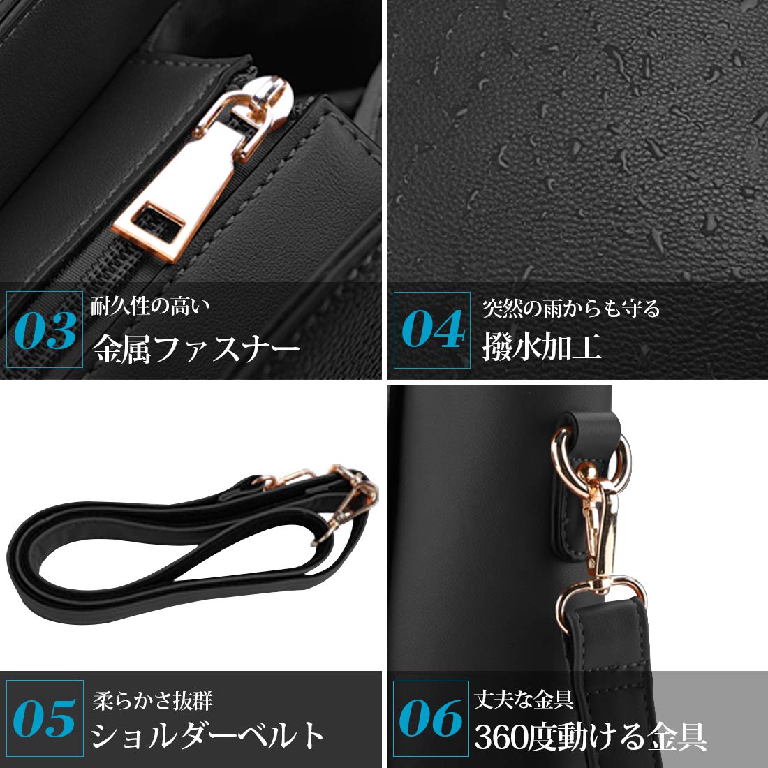 NEWHEY トートバッグ レディース ビジネスバッグ 15.6インチ PC 大容量 ハンドバッグ A4 ショルダー 2way 肩掛け 8色 防水 就活 通勤 通学 肩掛け black
