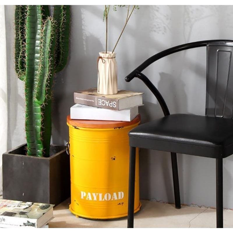 スツール ドラム缶 オットマン 机 ふた付き 蓋 収納 小物入れ ガレージ インテリア ブリキ ヴィンテージ アメリカン ビンテージ おしゃれ ブラック 黒 かっこいい