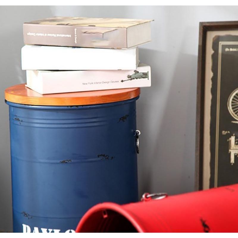 スツール ドラム缶 オットマン 机 ふた付き 蓋 収納 小物入れ ガレージ インテリア ブリキ ヴィンテージ アメリカン ビンテージ おしゃれ ブラック 黒 かっこいい