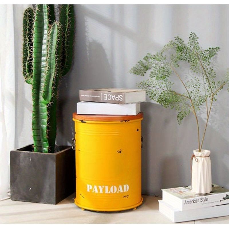 スツール ドラム缶 オットマン 机 ふた付き 蓋 収納 小物入れ ガレージ インテリア ブリキ ヴィンテージ アメリカン ビンテージ おしゃれ ブラック 黒 かっこいい