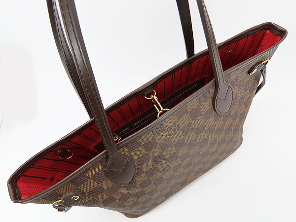 美品ルイヴィトンダミエネヴァーフルPMトートバッグショルダーバッグダークブラウンレッド内側N51109 美品ルイヴィトンダミエネヴァーフルPMトートバッグショルダーバッグダークブラウンレッド内側N51109