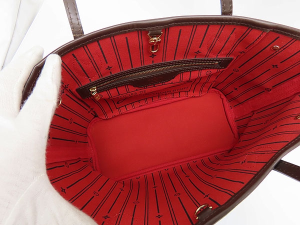 美品ルイヴィトンダミエネヴァーフルPMトートバッグショルダーバッグダークブラウンレッド内側N51109 美品ルイヴィトンダミエネヴァーフルPMトートバッグショルダーバッグダークブラウンレッド内側N51109