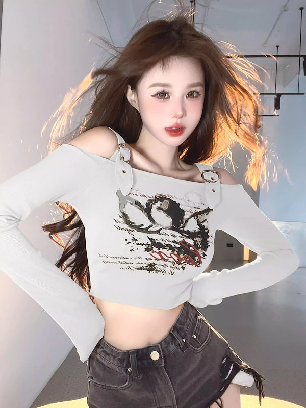 Qoo10] 2025春夏ロンT ベルトデザイン オフ