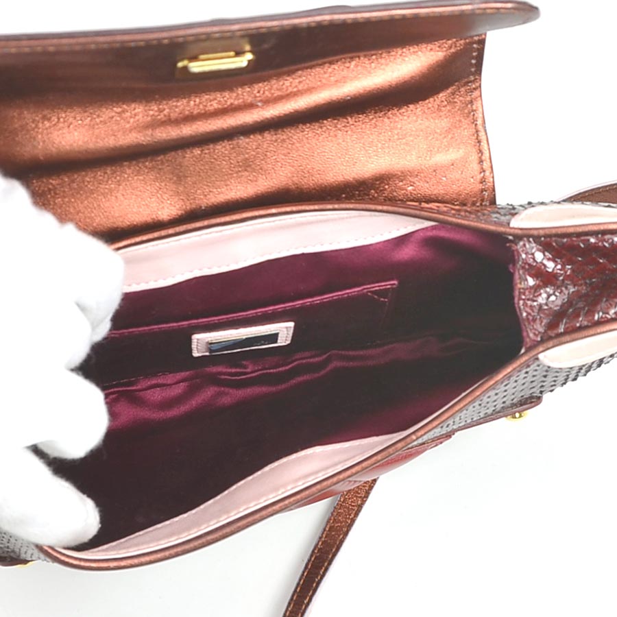 フェンディ FENDI ショルダーバッグ パイソン/レザー ピンク×ボルドー レディース 55761g フェンディ FENDI ショルダーバッグ パイソン/レザー ピンク×ボルドー レディース 55761g