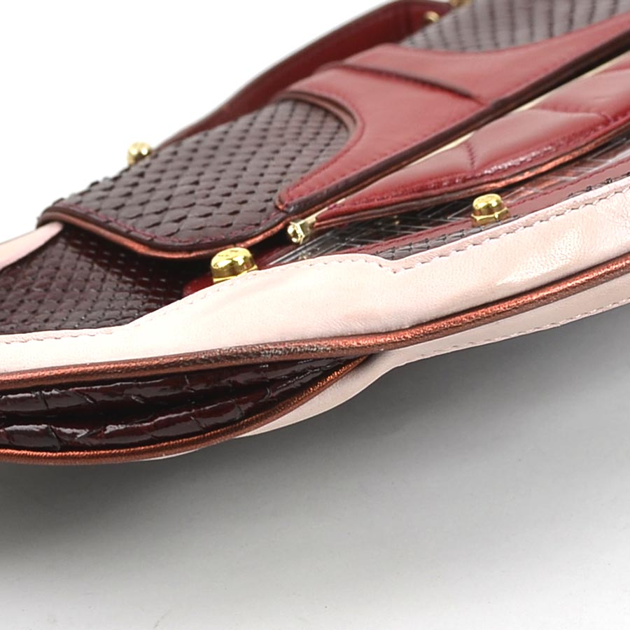 フェンディ FENDI ショルダーバッグ パイソン/レザー ピンク×ボルドー レディース 55761g フェンディ FENDI ショルダーバッグ パイソン/レザー ピンク×ボルドー レディース 55761g