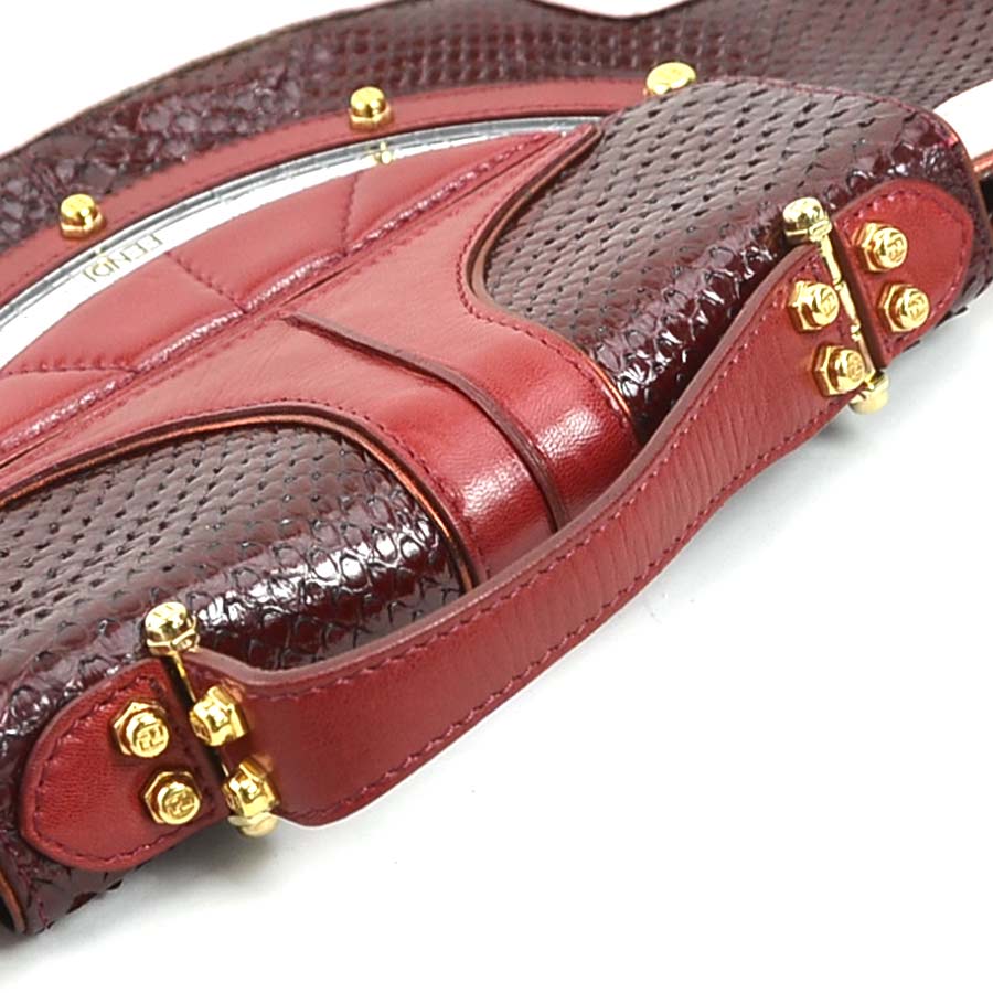 フェンディ FENDI ショルダーバッグ パイソン/レザー ピンク×ボルドー レディース 55761g フェンディ FENDI ショルダーバッグ パイソン/レザー ピンク×ボルドー レディース 55761g