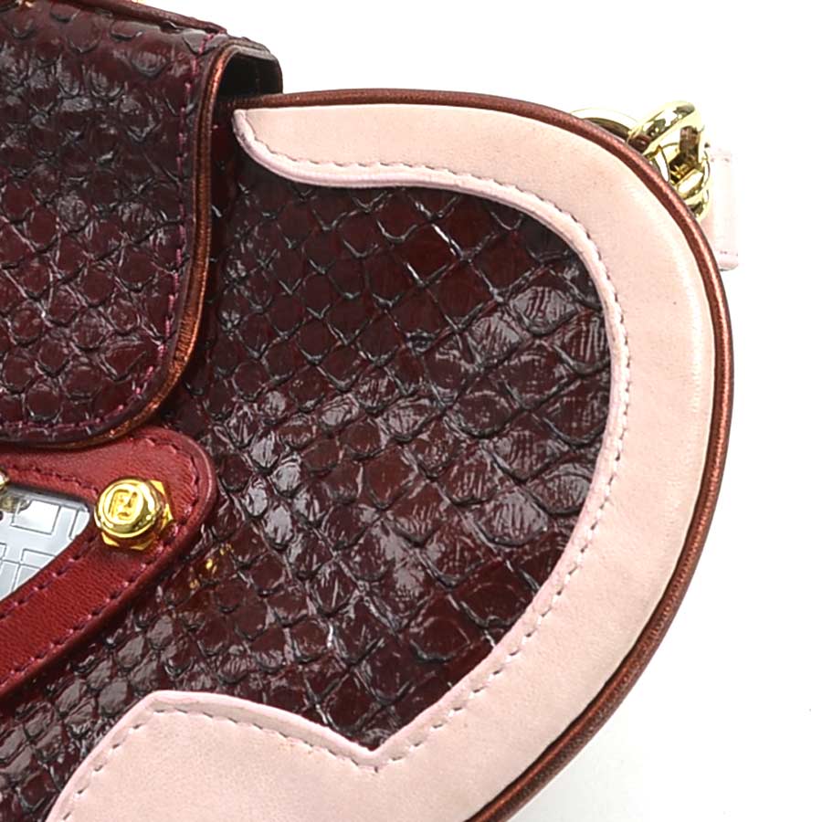 フェンディ FENDI ショルダーバッグ パイソン/レザー ピンク×ボルドー レディース 55761g フェンディ FENDI ショルダーバッグ パイソン/レザー ピンク×ボルドー レディース 55761g
